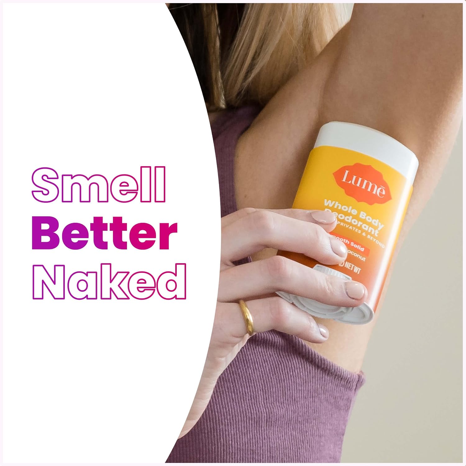 Lume Whole Body Deodorant - Smooth Solid Stick - 72 Hour Odor Control - Aluminum Free. Baking Soda Free and Skin Safe - 2.6 Ounce (Pack of 2) (Toasted Coconut)