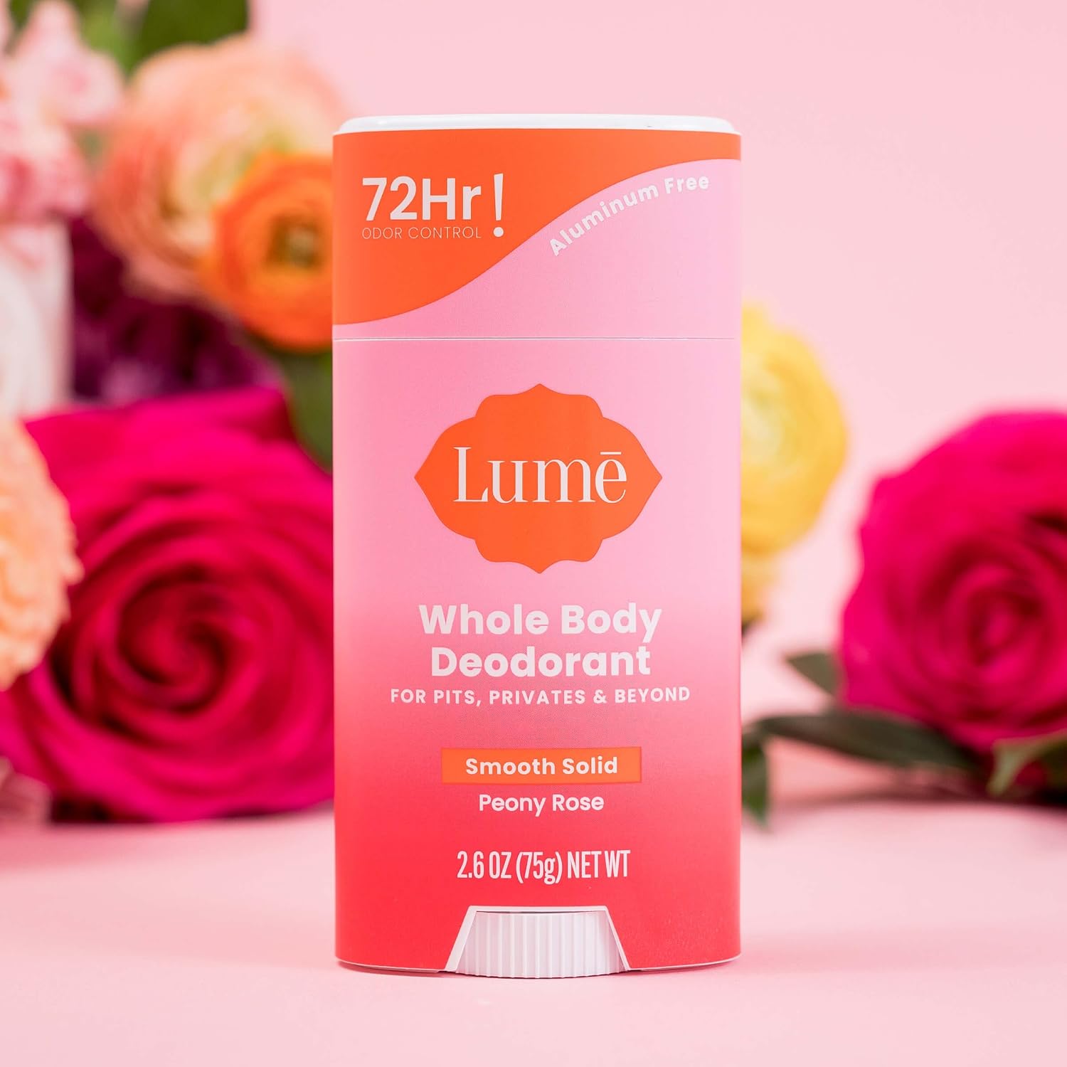 Lume Whole Body Deodorant - Smooth Solid Stick - 72 Hour Odor Control - Aluminum Free. Baking Soda Free and Skin Loving - 2.6 Ounce (Pack of 3) (Peony Rose)